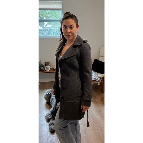 Banana Republic women's Grey Belted Wool Winter Coat Size 0 Size XS - Picture 5 of 8